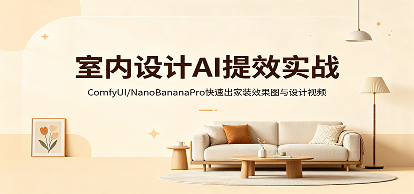 室内设计AI提效实战：ComfyUI/NanoBananaPro快速出家装效果图与设计视频-网赚联盟