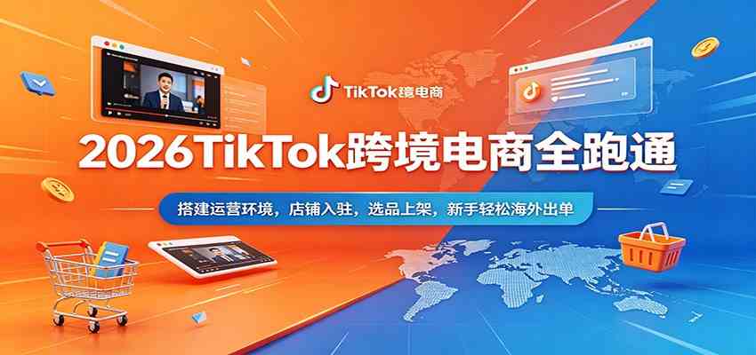 2026TikTok跨境电商全跑通：搭建运营环境，店铺入驻，选品上架，新手轻松海外出单-网赚联盟