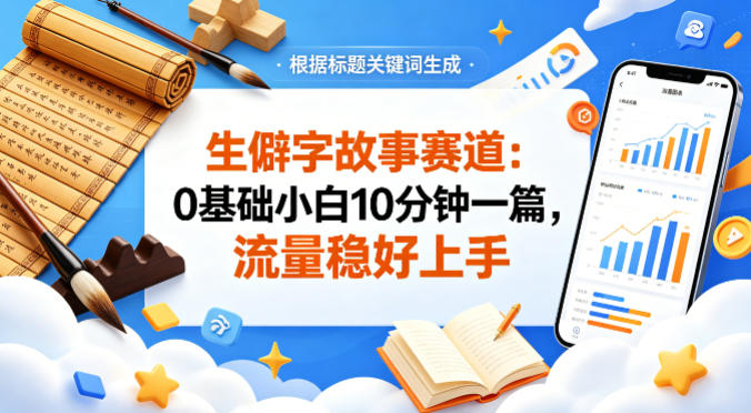 公众号流量主——生僻字故事赛道，流量稳，好上手，0基础小白也能10分钟一篇-网赚联盟