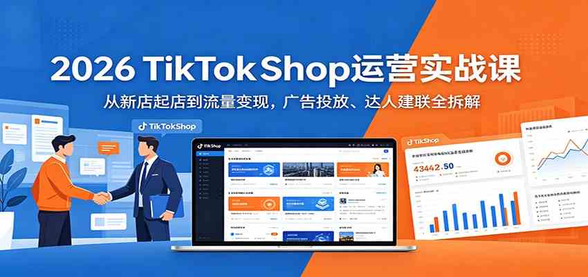 2026 TikTokShop运营实战课：从新店起店到流量变现，广告投放、达人建联全拆解-网赚联盟