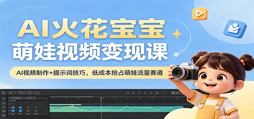 AI火花宝宝萌娃视频变现课：AI视频制作+提示词技巧，低成本抢占萌娃流量赛道-网赚联盟