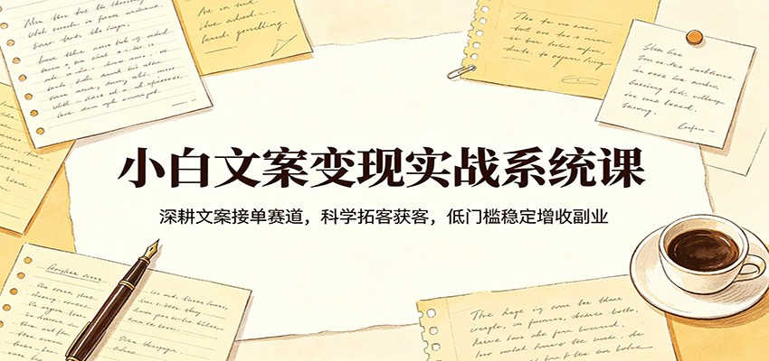 小白文案变现实战系统课：深耕文案接单赛道，科学拓客获客，低门槛稳定增收副业-网赚联盟