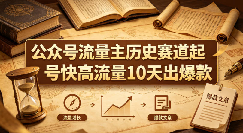 公众号流量主之历史赛道，起号快+高流量，10天就能出爆款！-网赚联盟