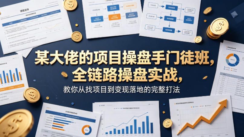 某大佬的项目操盘手门徒班，全链路操盘实战，教你从找项目到变现落地的完整打法-网赚联盟