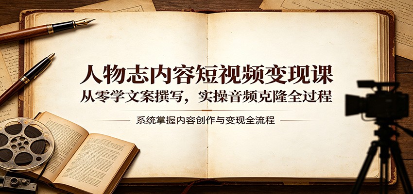 人物志内容短视频变现课：从零学文案撰写，实操音频克隆全过程-网赚联盟