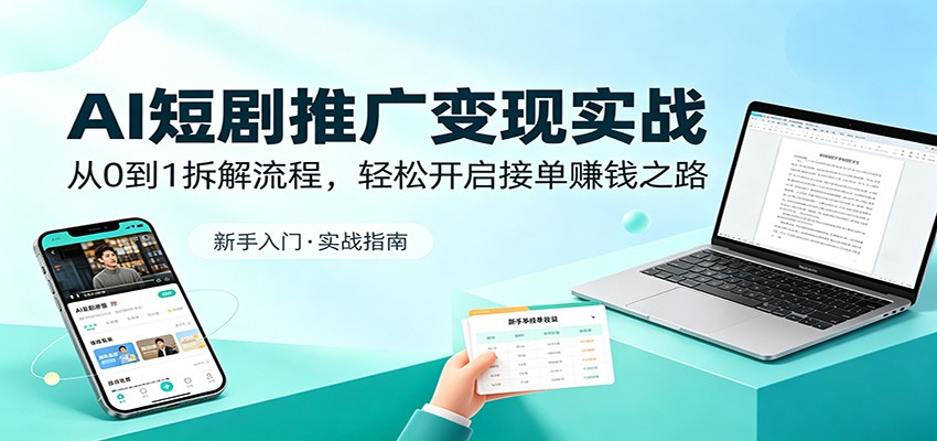 AI短剧推广变现实战：从0到1拆解流程，轻松开启接单赚钱之路-网赚联盟