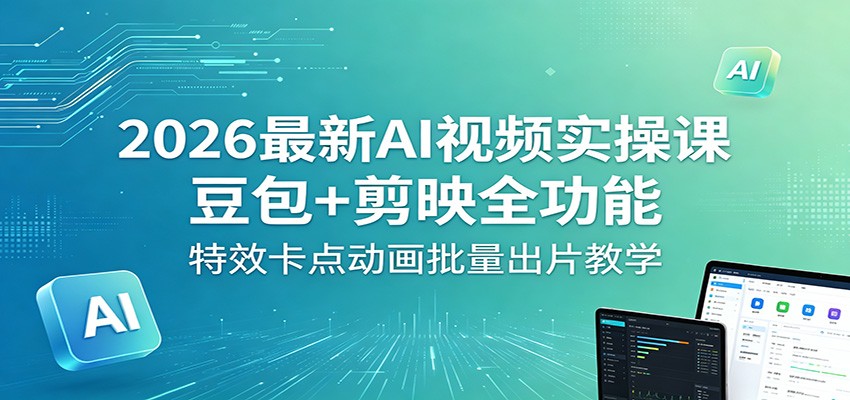 2026最新AI视频实操课：豆包+剪映全功能，特效卡点动画批量出片教学-网赚联盟