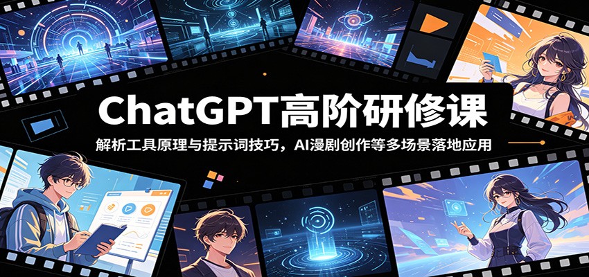 ChatGPT高阶研修课：解析工具原理与提示词技巧，AI漫剧创作等多场景落地应用-网赚联盟