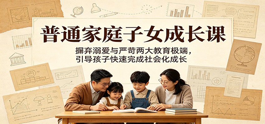 普通家庭子女成长课：摒弃溺爱与严苛两大教育极端，引导孩子快速完成社会化成长-网赚联盟