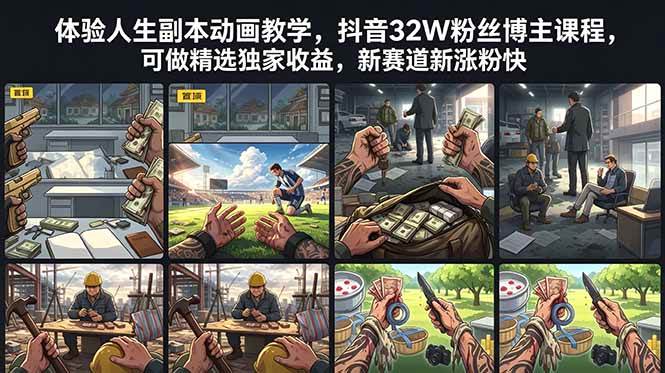 （18826期）体验人生副本动画教学， 抖音32W粉丝博主课程，可做精选独家收益，新赛道新涨粉快-网赚联盟