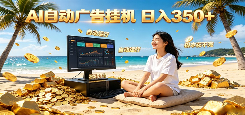 AI自动广告挂机 日入350+ 真正做到躺赚式变现，根本花不完！-网赚联盟